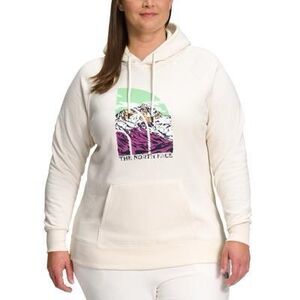 The North Face Plus Size Raglan-Sleeve Graphic-Print Hooded Sweatshirt - Gardeni